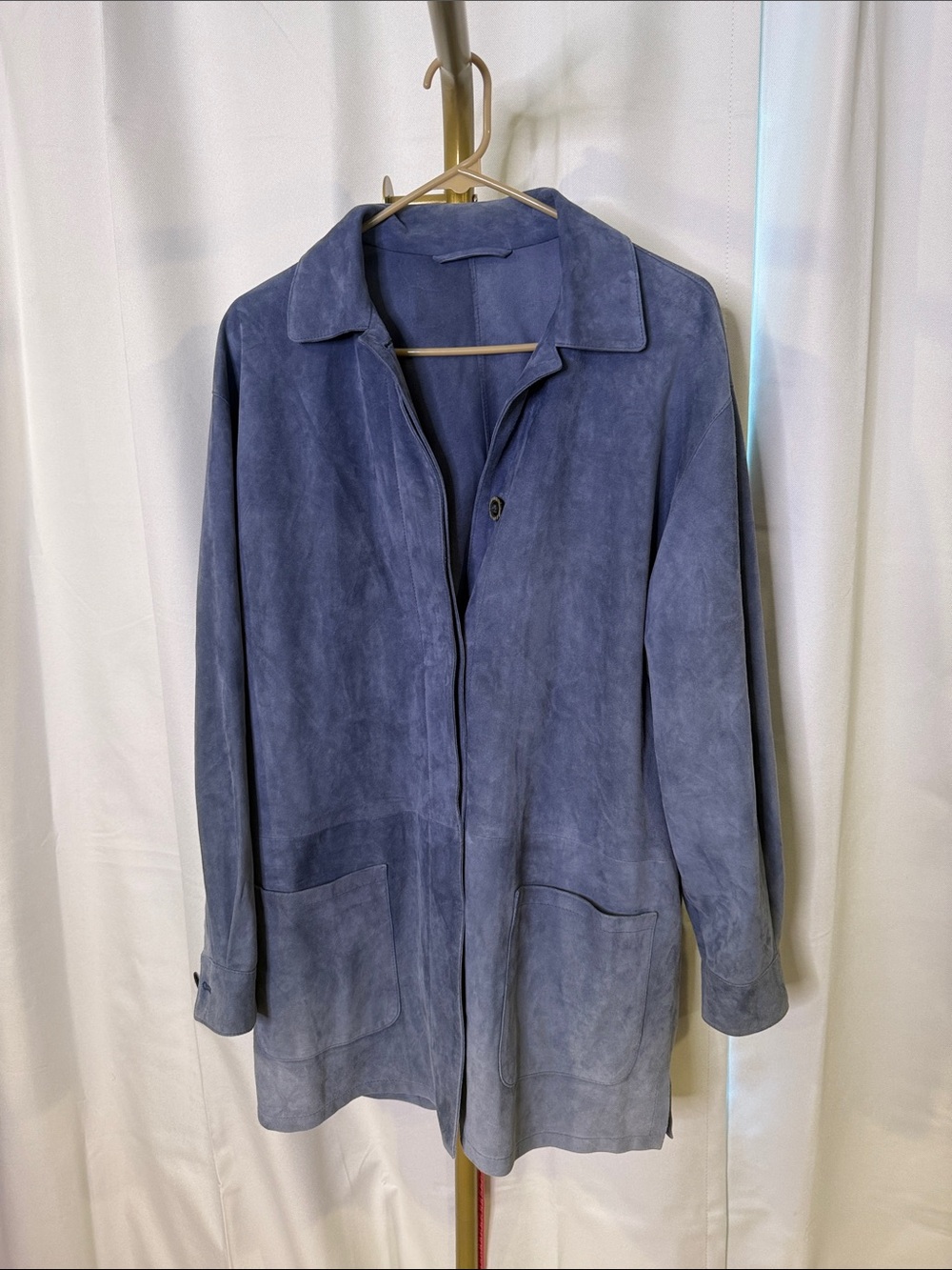 Vintage SALFRA Italian Leather Jacket Women’s Small Blue Gray Made in Italy